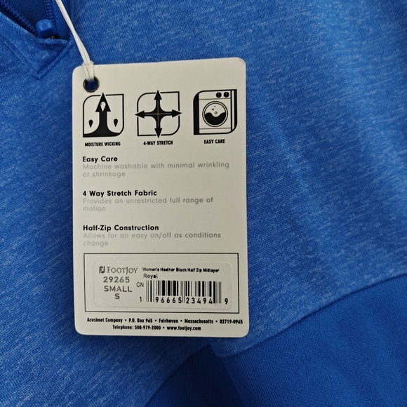 FootJoy Nwt Heather Block Half-Zip Mid-Layer Women In Royal Blue Size Small - Picture 8 of 10
